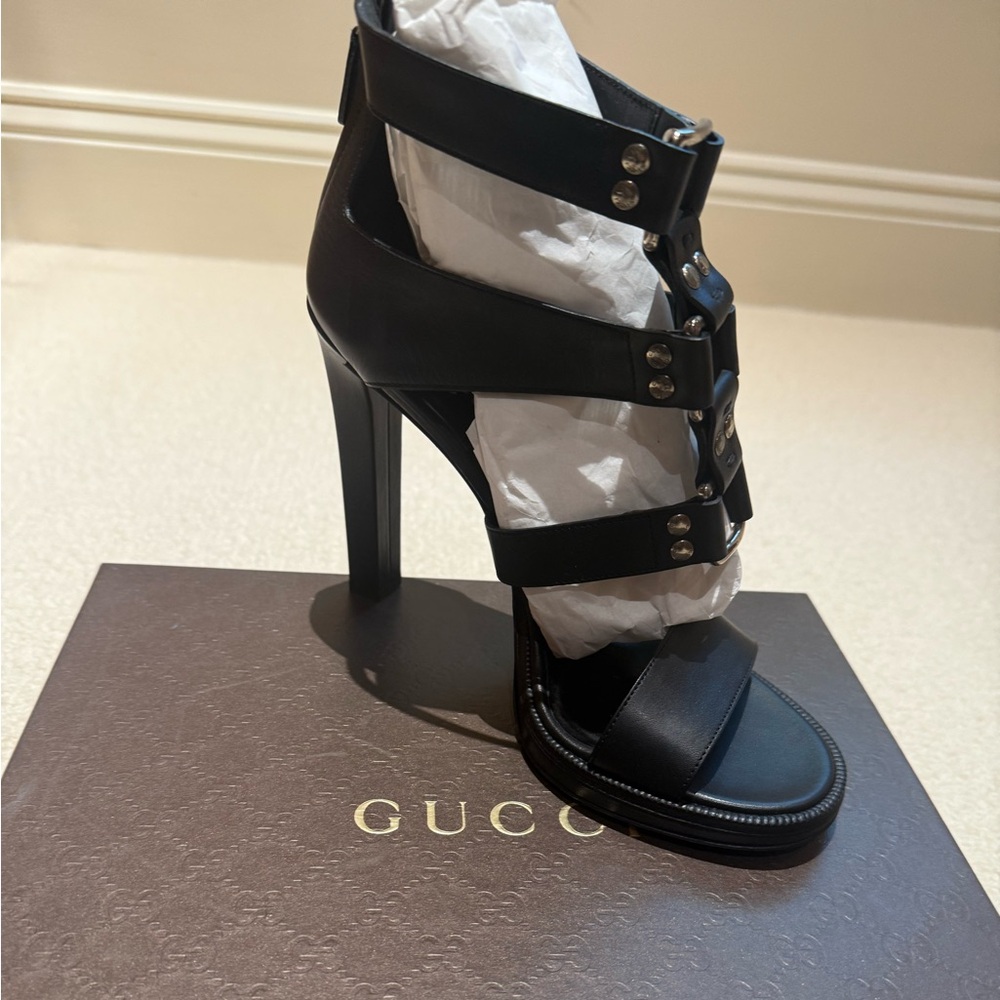 Gucci Black Multi-Strap High Heels